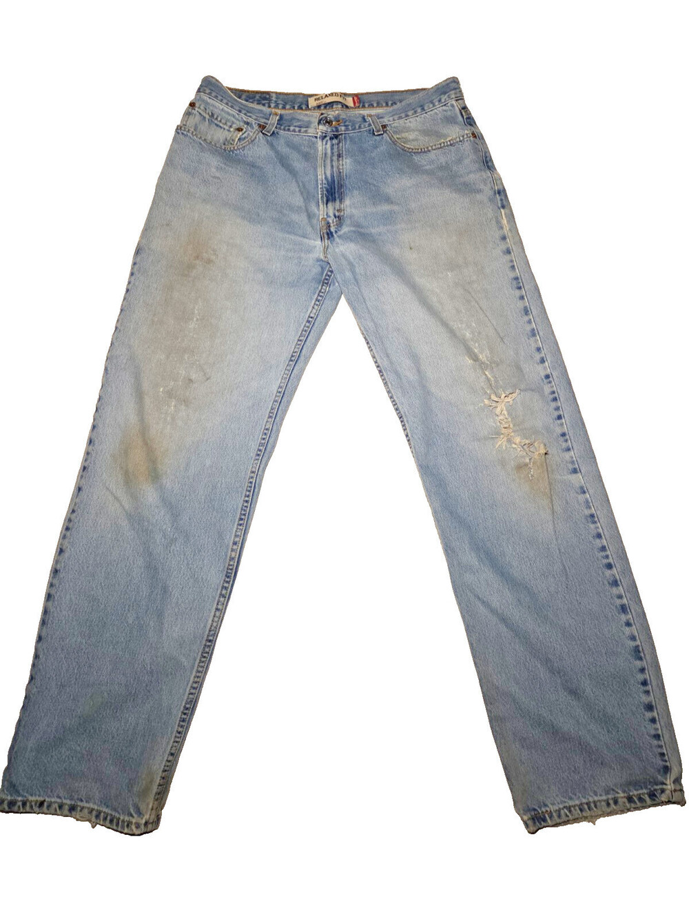 Vintage Y2K Levi's 550 Relaxed Fit Distressed Workwear Jeans Light Wash 36x34
